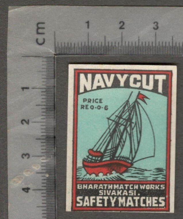 (AOP) India vintage matchbox label NAVY CUT (Ship)