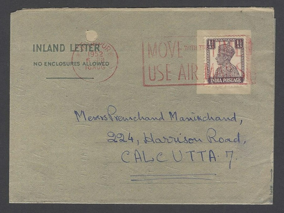 AOP India red cancellation on KGVI cover