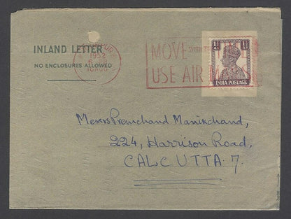 AOP India red cancellation on KGVI cover