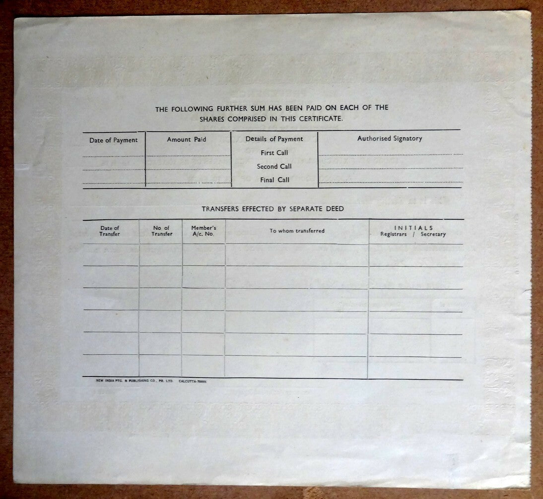 India Utkal Gases Limited share certificate