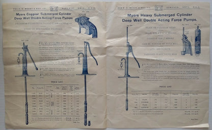India 1938 Myers Deep Well Pumps advertisement / price list