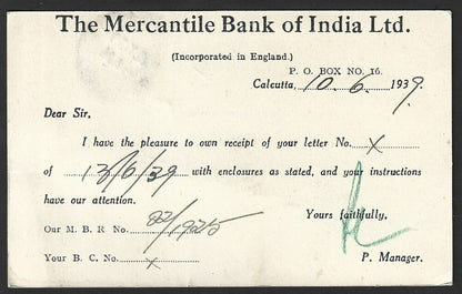 India KGVI 1937 2a Dak Runner on single franked postcard to Denmark