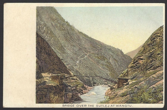 India Bridge over the Sutlej at Wangtu vintage art color UB postcard