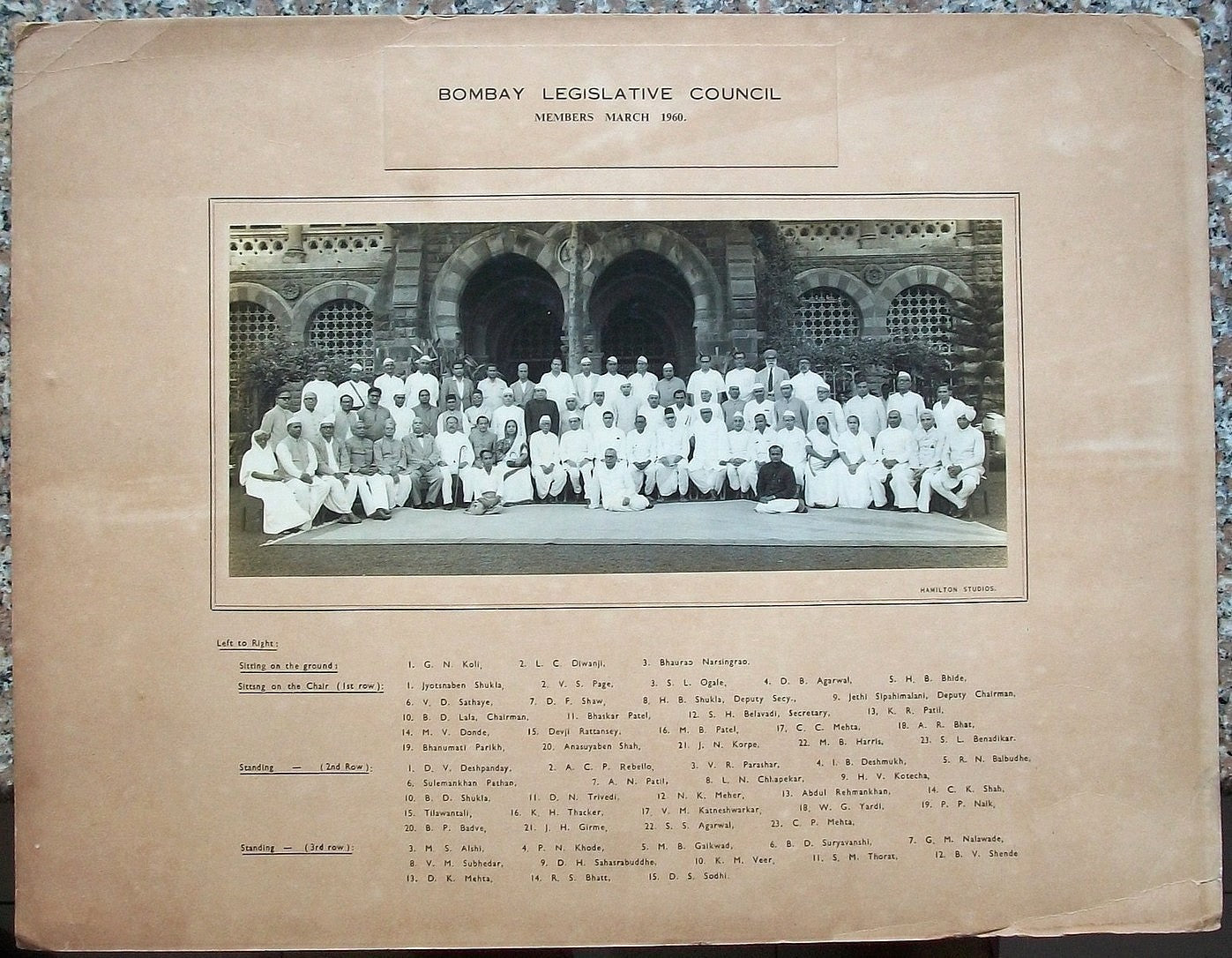 Bombay Legislative Council 1960 Group Photo India 14"x "18 zaz