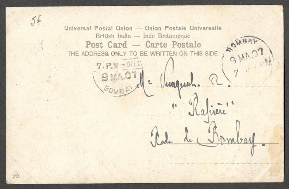 AOP India Queen's Road Bombay ppc used 1907