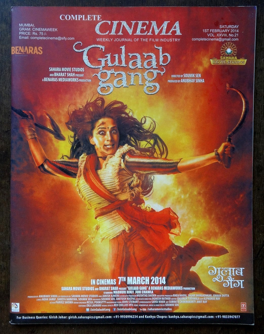 Bollywood Trade magazine COMPLETE CINEMA 1 Feb 2014 issue – Madhuri Dixit cover