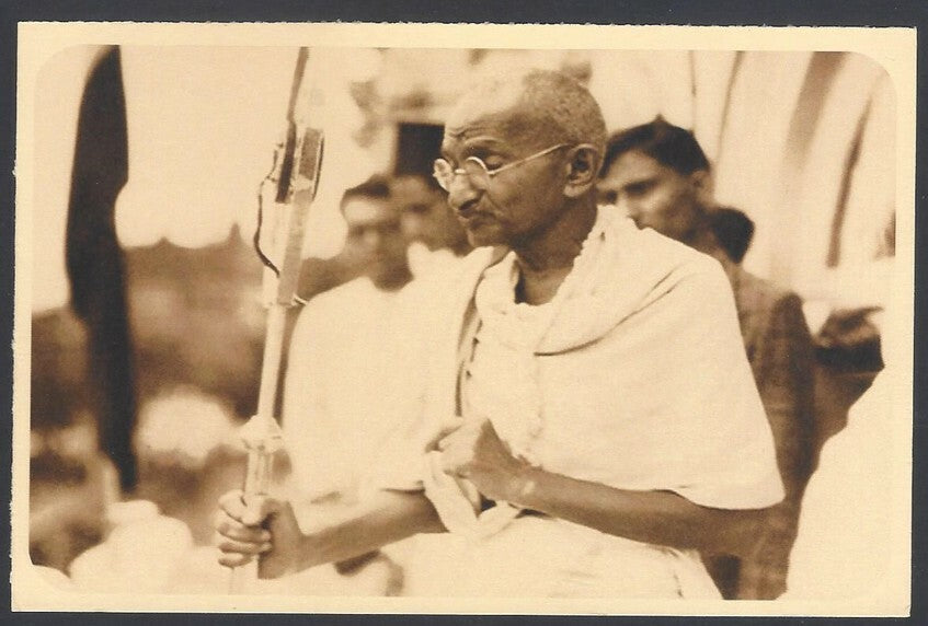 AOP India full back pictorial 50p Gandhi postal card GANDHI 