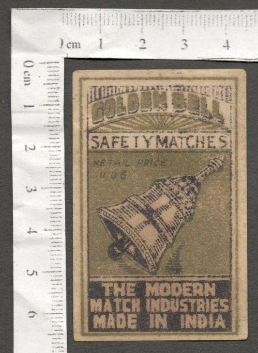 AOP India vintage matchbox label GOLDEN BELL