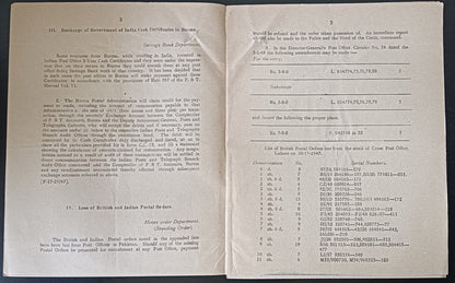 India POSTAL NOTICE No. 58 26th January 1948 Air Mails from Pakistan + CIRCULAR