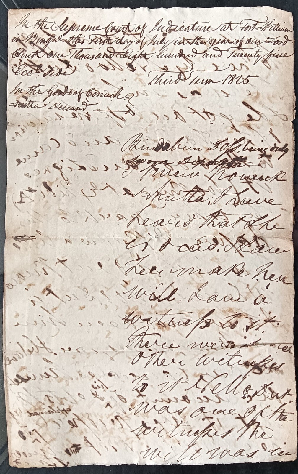 India King George IV 1825 Fort William, Calcutta 3 page document