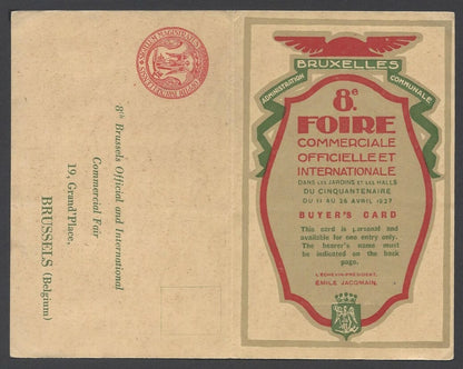 AOPIMT Belgium 8th Annual Official Trade Fair postcard used 1927 to India 