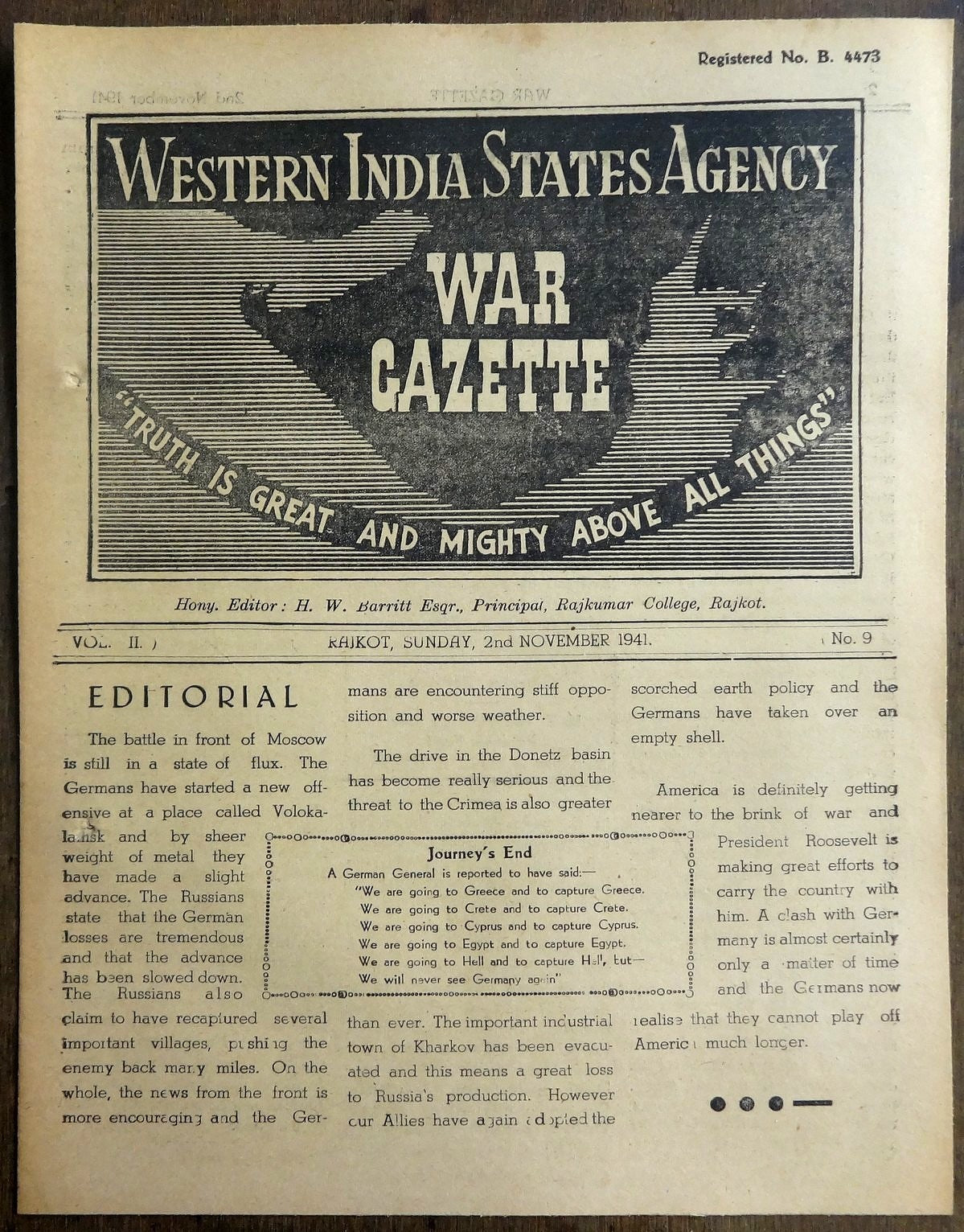 India WISA War Gazettes 2-11-1941 Russia scorched Earth policy, etc (2) Ӝ
