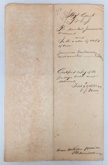 AOP India 1909 3 pages  with KEDVII Court Fee 1a,8a,1R & 2R 