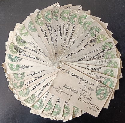India KGV 1/2a green envelopes x 100 selected for condition WHOLESALE
