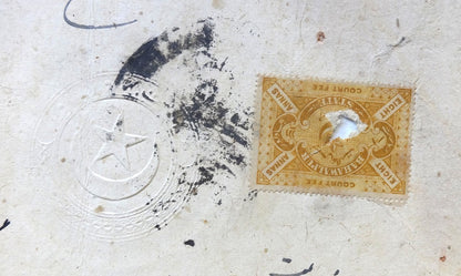 India Bahawalpur State embossed stamp paper with 1908 revenue stamp