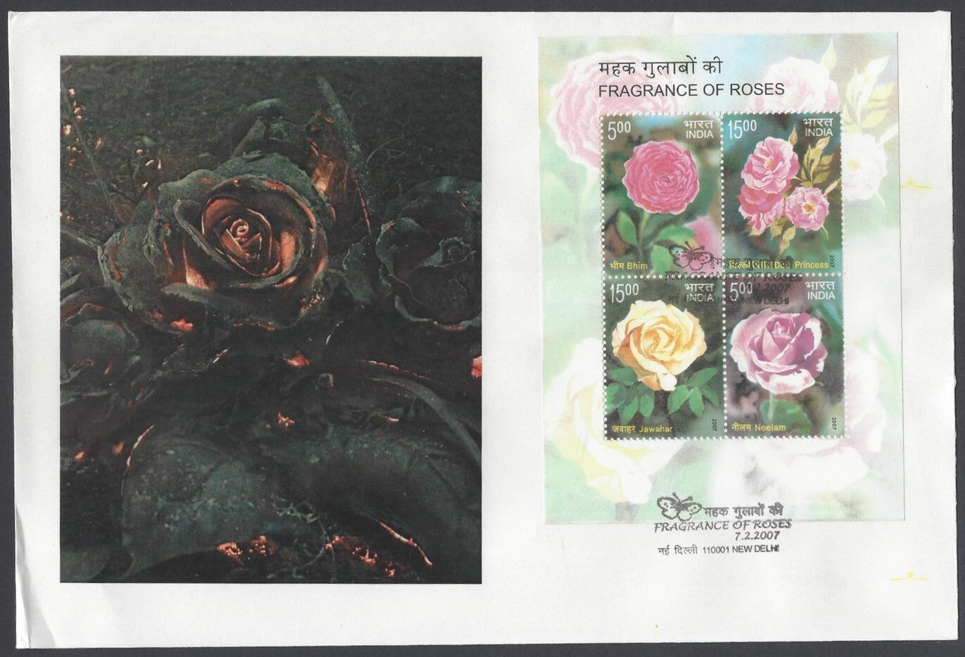 AOP India 2007 Fragrance of Roses MS FDC First Day cover Set of 20