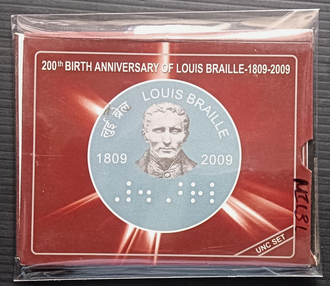 India 200th Birth Anniversary of LOUIS BRAILLE UNC set in pack