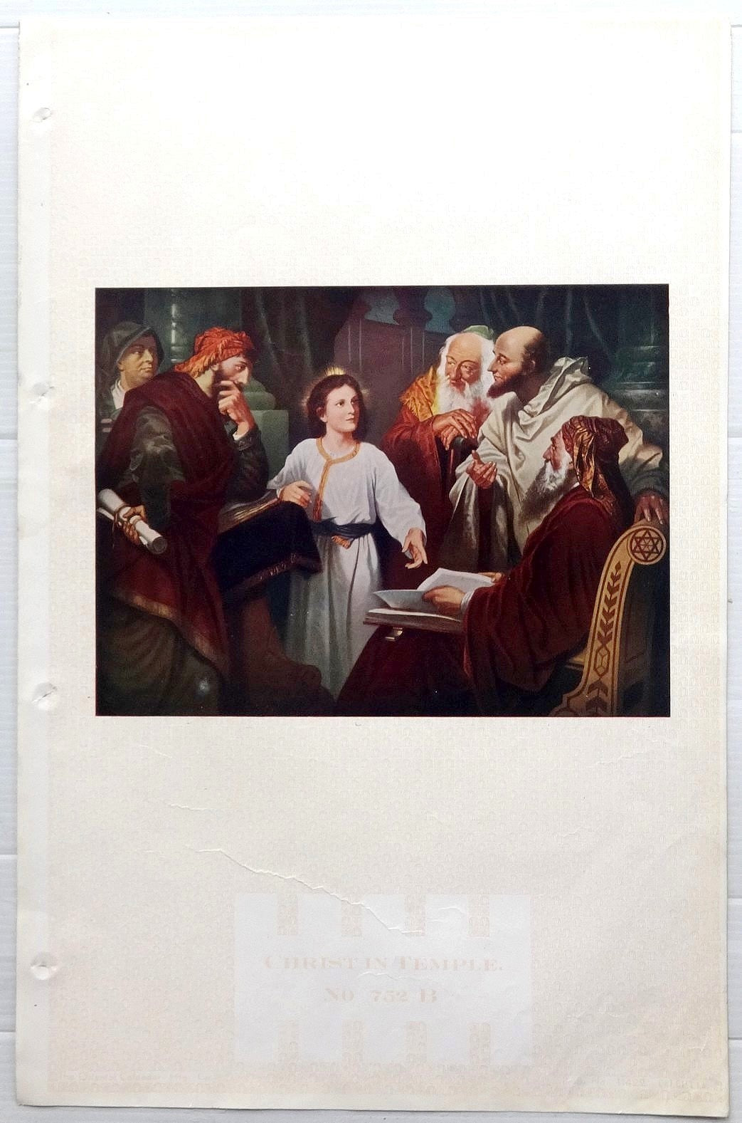 India 1938 oriental calendar sample CHRIST IN TEMPLE 11” X17” Ӝ