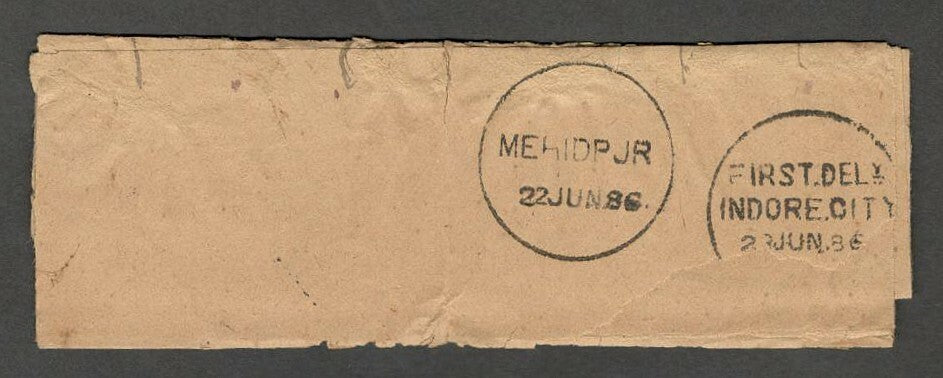 India Indore State PO & Imperial PO stampless covers Mehetpur to Indore (2)