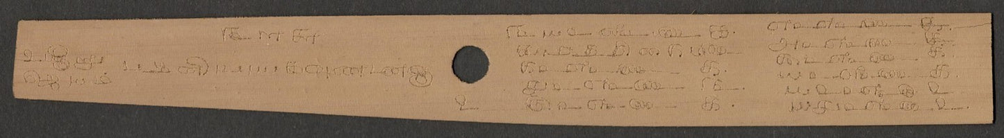 AOP India vintage wood leaf document with carved text