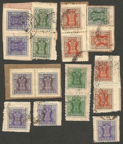 India COLLECTION of 1971 imperforate service with private perfs & roulettes