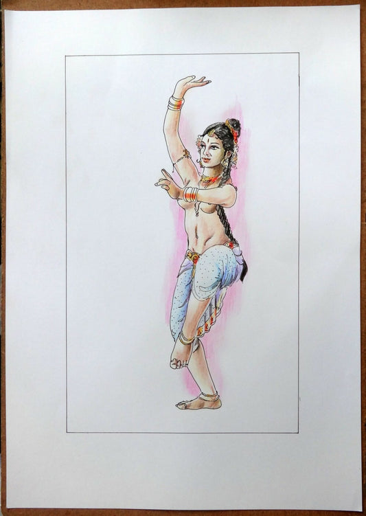 Nude Indian Beauty watercolours, crayons & ink on card 11.5” x 17.5”