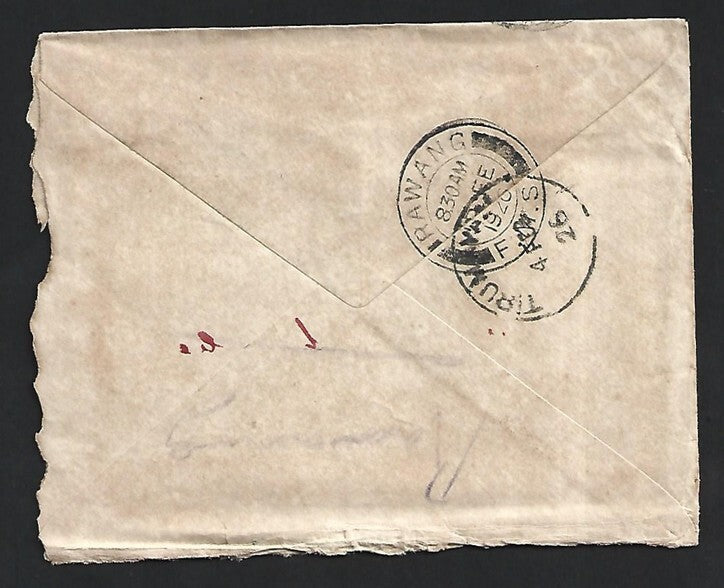 Malaya 1926 unpaid cover from India to RAWANG with postage due mark