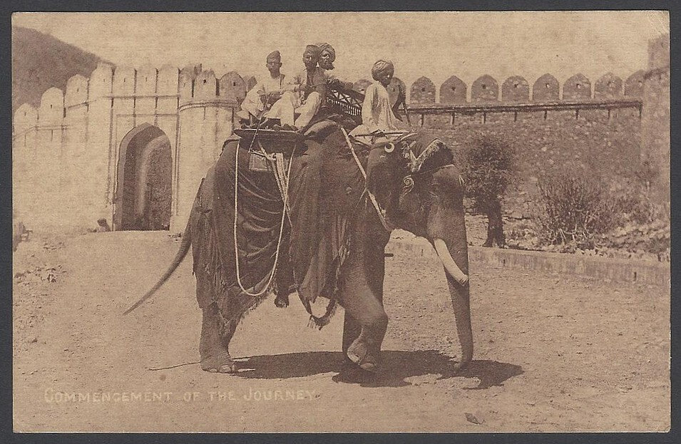 AOP India Elephant Ride vintage postcard