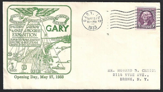 US May 27 1933 CENTURY OF PROGRESS, Gary, Indiana cover