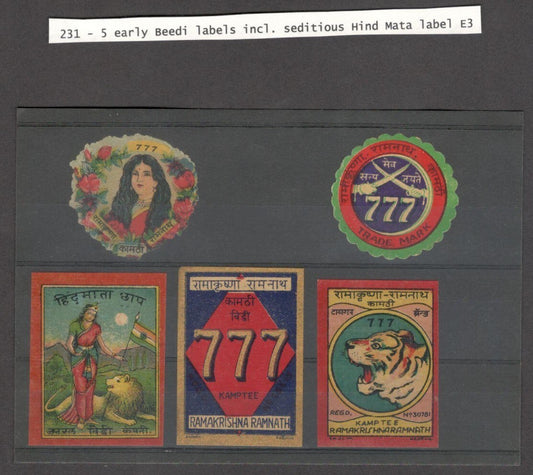 India vintage Beedi (Cigarillo) labels (5)