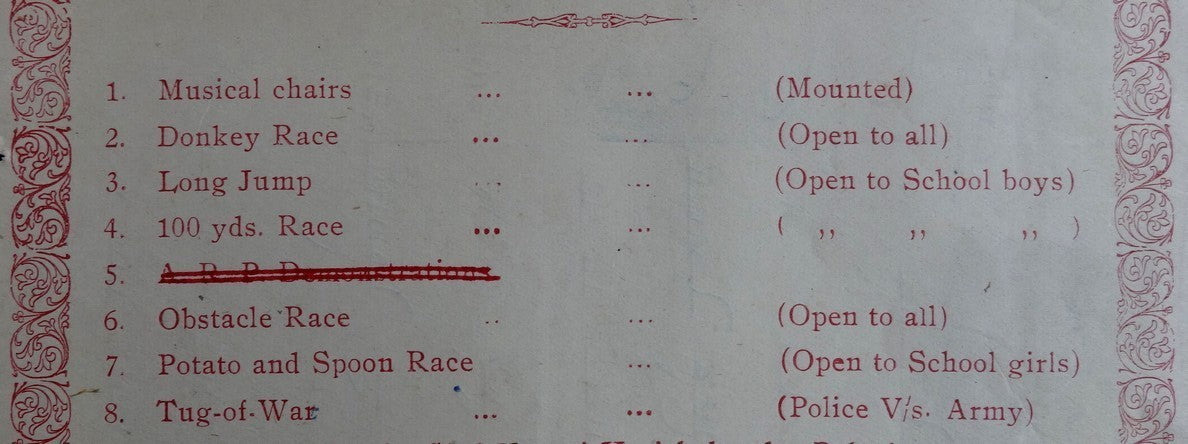 India 1943 program Sports Meet on Maharaja Jhalawar’s Birthday
