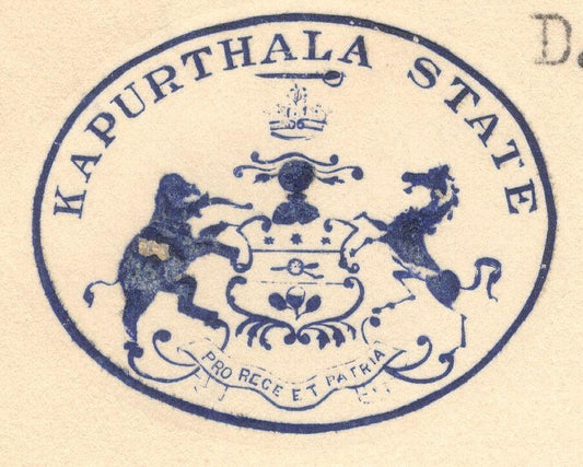 India 1932 crested letter KAPURTHALA STATE CHIEF MINISTER OFFICE signed