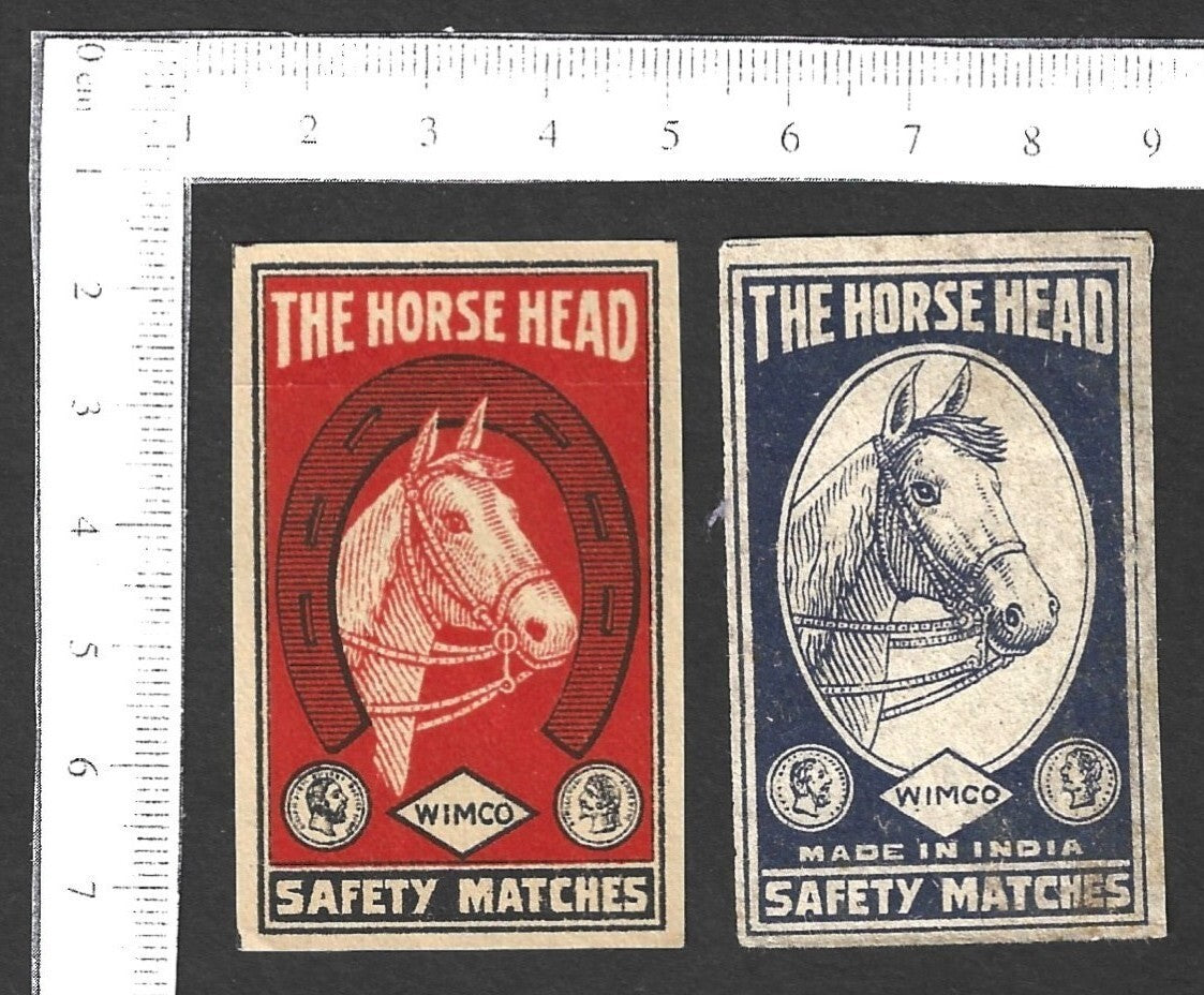 India VINTAGE matchbox labels THE HORSE HEAD (2)