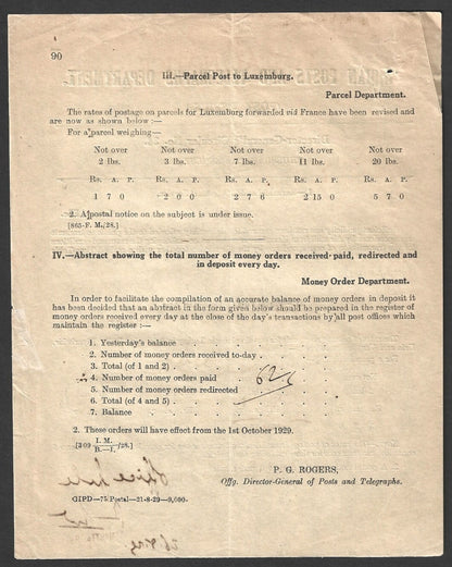 India 1929 DG'S POSTAL CIRCULAR Karachi London Air Mail Service