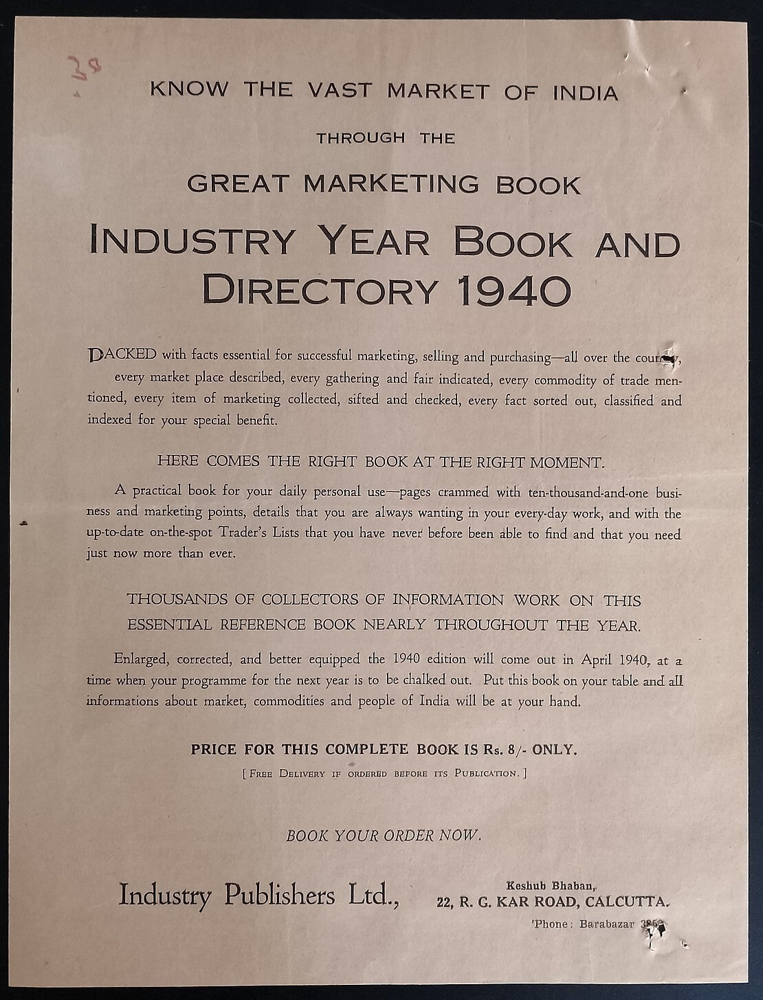 AOP India correspondence - INDUSTRY YEAR BOOK & DIRECTORY 1939
