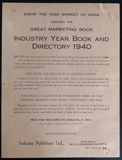 AOP India correspondence - INDUSTRY YEAR BOOK & DIRECTORY 1939