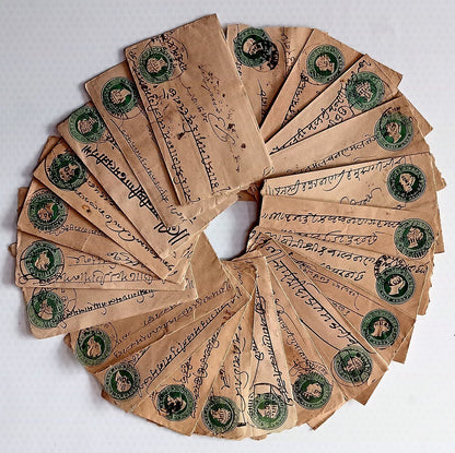 AOP India QV 1/2a green envelopes x 100 selected for condition WHOLESALE