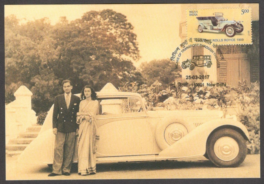 India VINTAGE CARS card Custom ROLLS ROYCE for Maharani of Jaipur Gayatri Devi