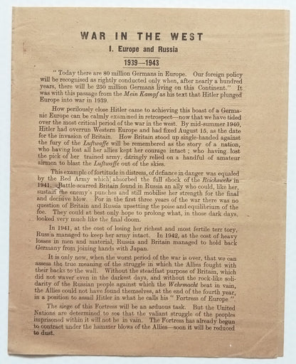 India WW2 propaganda War in the West I. Europe & Russia "Master Race"