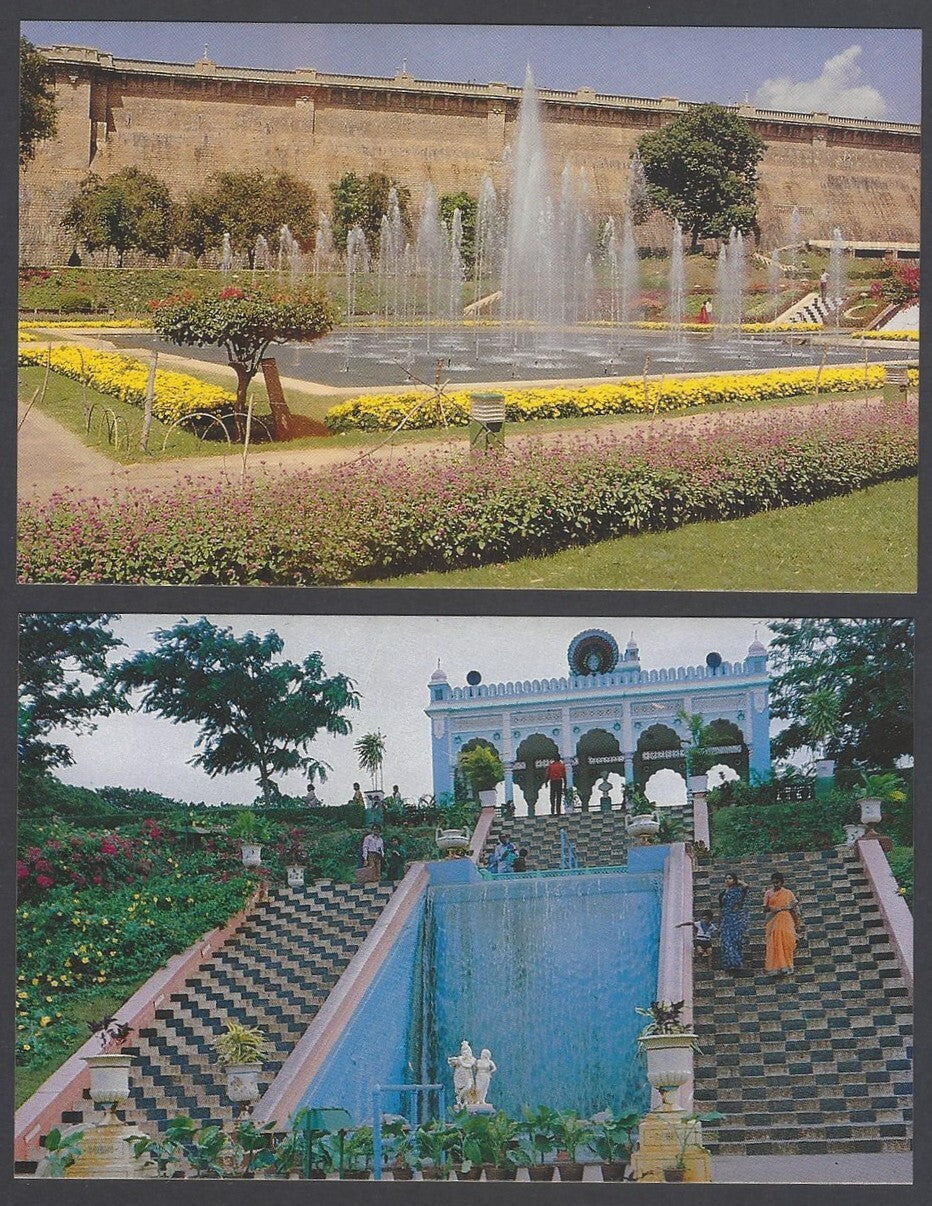 AOP India MYSORE packet of 10 vintage postcards BRINDAVAN