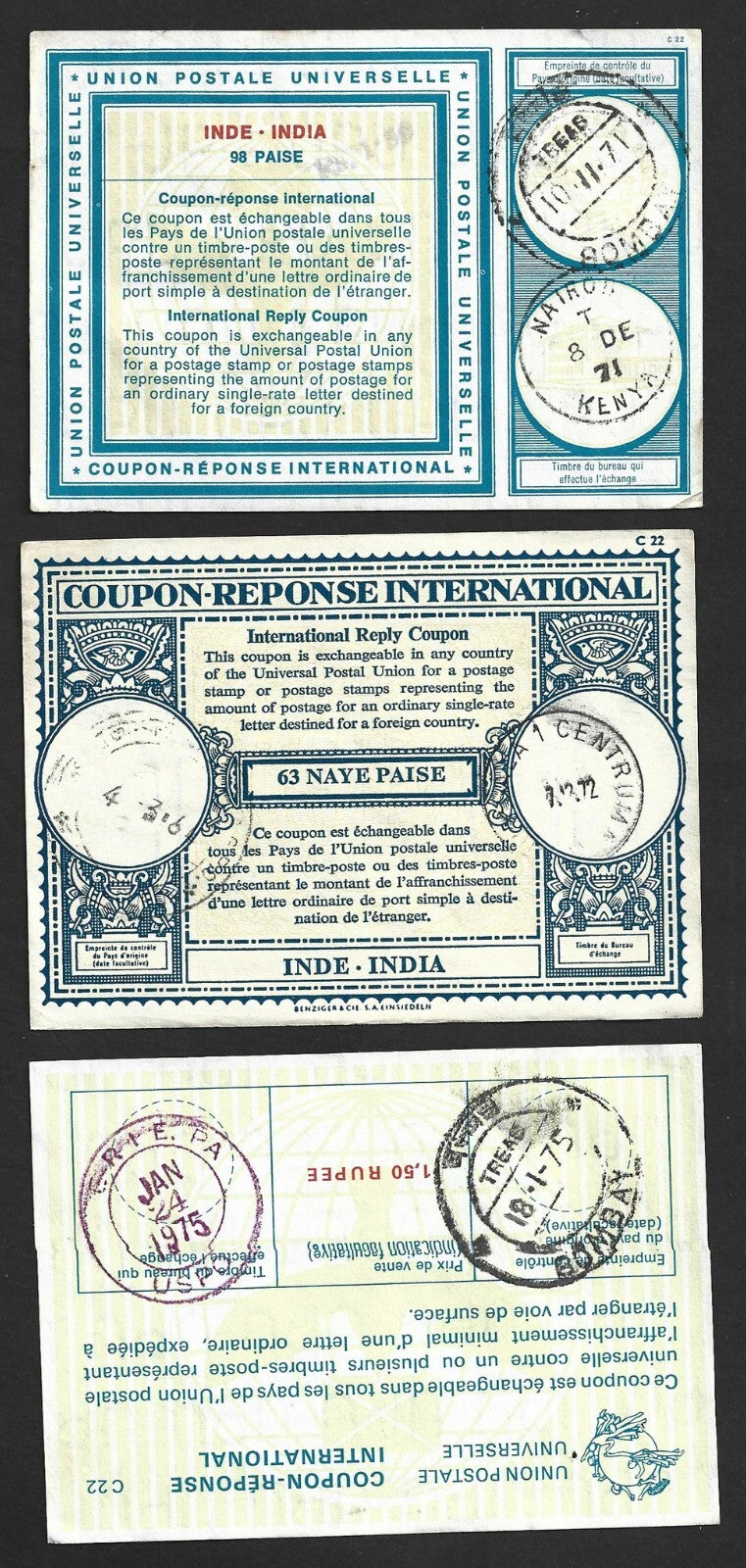 (AOP) India IRC International Reply Coupon collection (12)