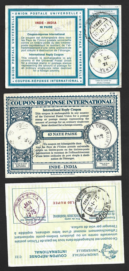 (AOP) India IRC International Reply Coupon collection (12)