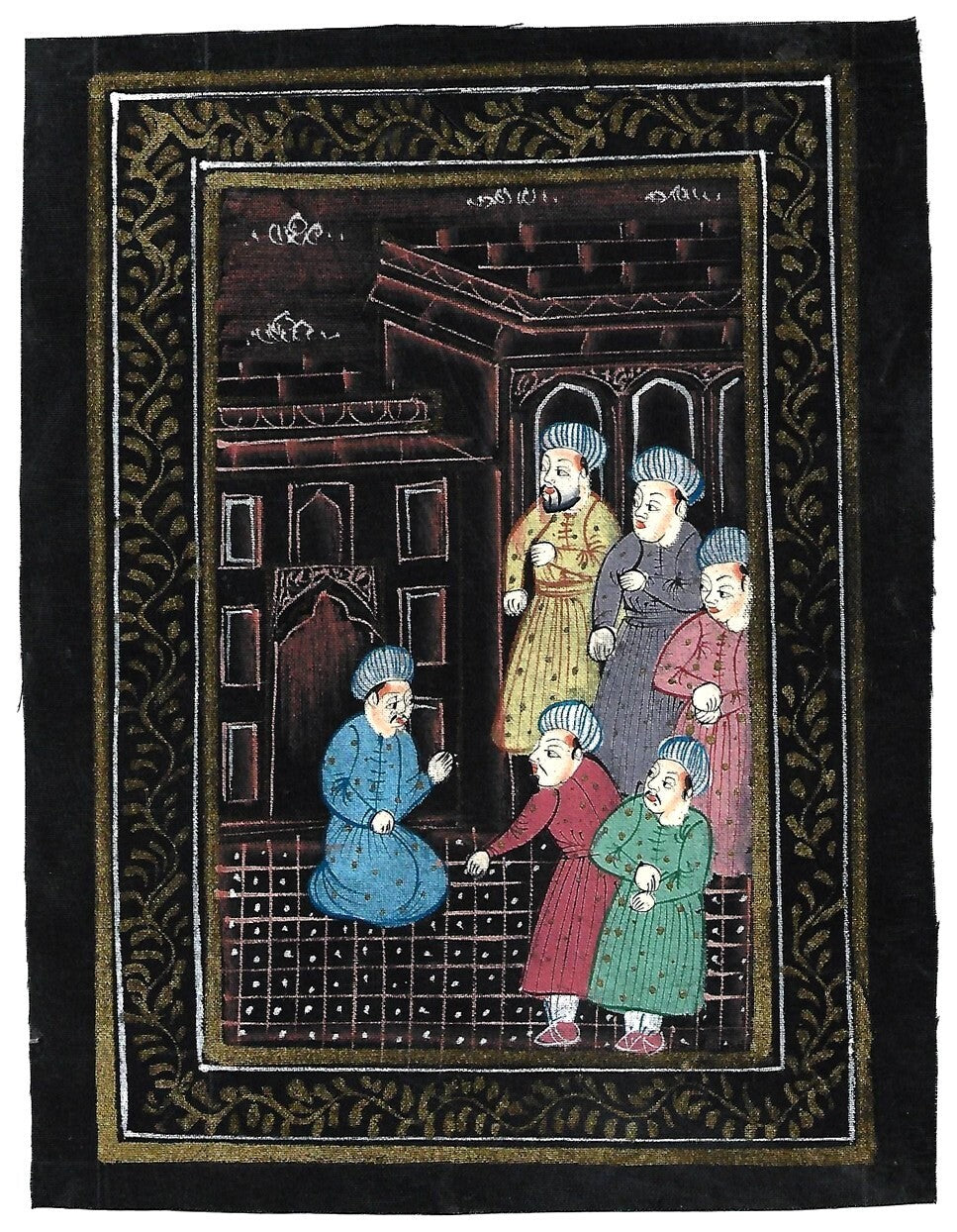 Indian watercolour painting on cloth 6.5 x 8.5 inches