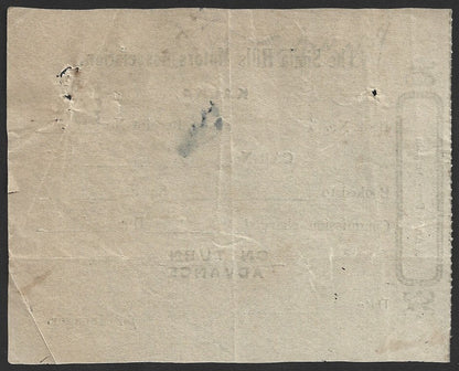 India 1930 SIMLA HILLS MOTOR ASSOCIATION, KALKA receipt for a Car booking