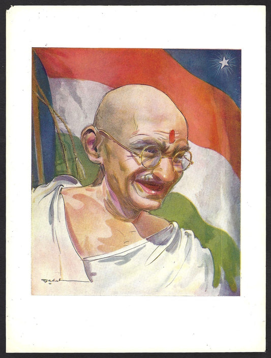 India Mahatma Gandhi 1950s print 7.5” x 10”