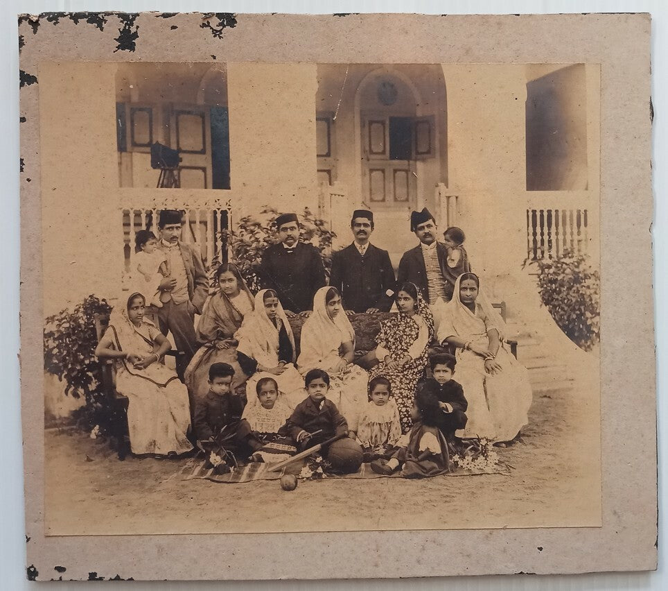 India Gujarati Muslim Family vintage mounted photo 28 x 31 cm