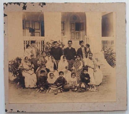 India Gujarati Muslim Family vintage mounted photo 28 x 31 cm