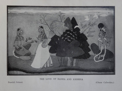 India Love of Radha & Krishna Basohli School vintage 2 side print 14" x 9 1/2"