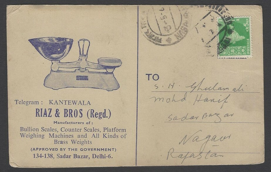 AOPIMT India 1961 illus advert card WEIGHING SCALES