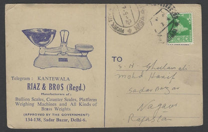 AOPIMT India 1961 illus advert card WEIGHING SCALES